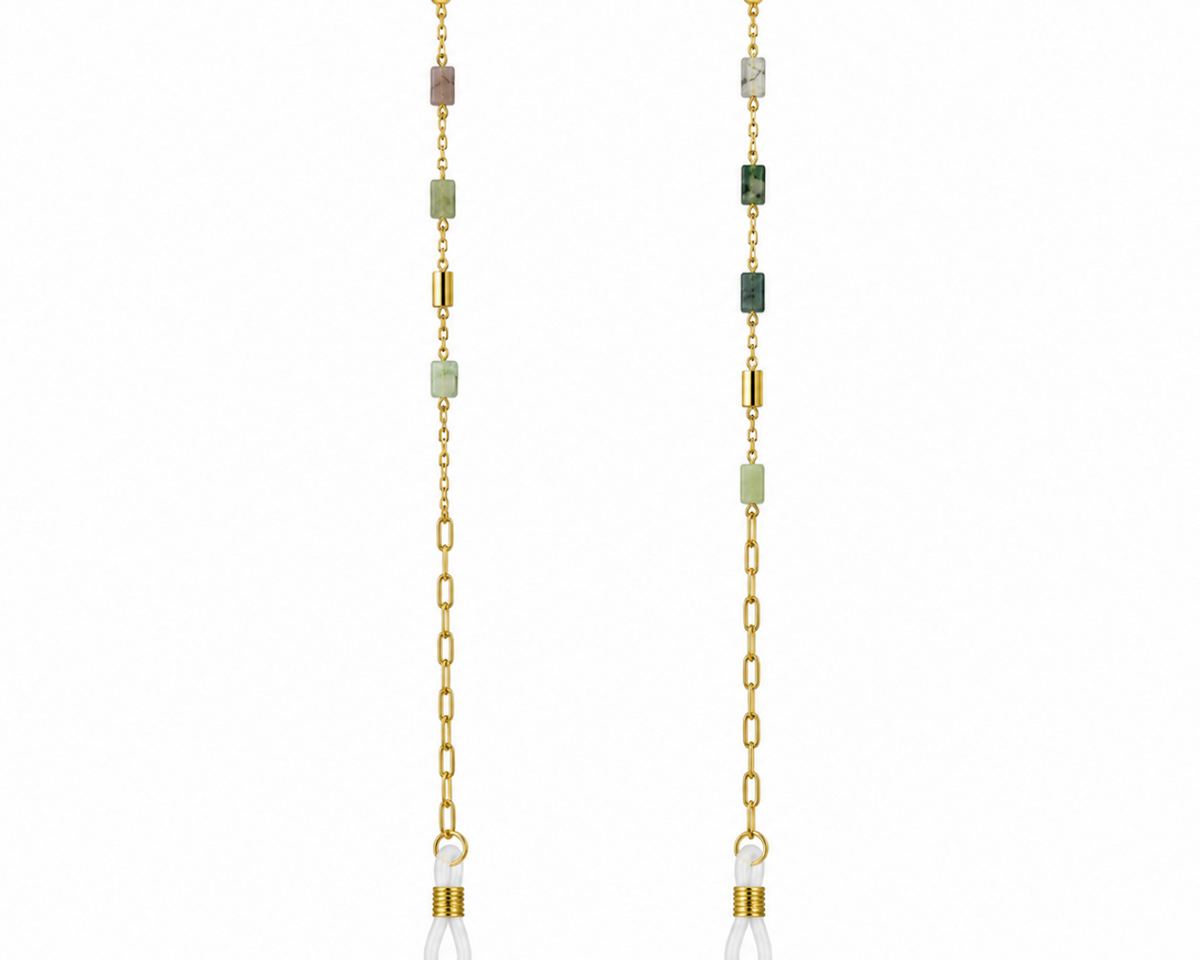 Jackie catena portaocchiali in acciaio inox e pietra multicolore